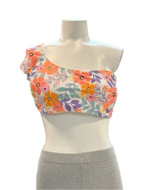 Ninety Floral One-Shoulder cap sleeve one shoulder Top in Orange, Purple, Mint